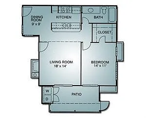 Floor plan 1 Bedroom, 1 Bath