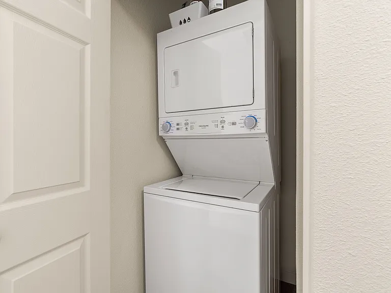 Simplify your routine with a washer and dryer inside your home.