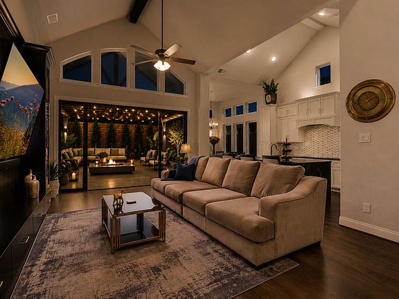 Conceptual living room w backyard oasis