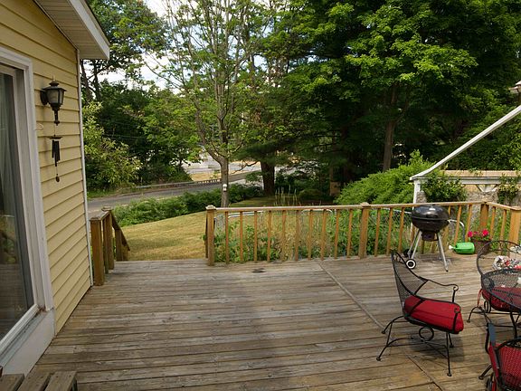 Deck overlooks yard, Farmer's Market and bus stop to Cornell