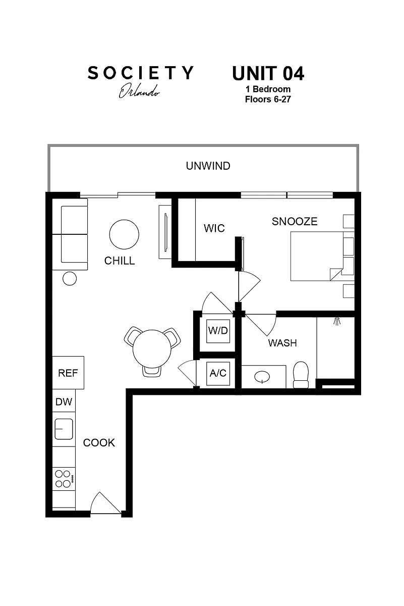 Floor plan 1 Bed - A6