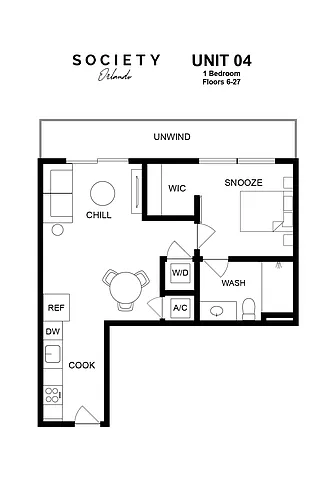 Floor plan 1 Bed - A6