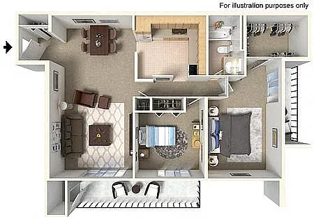Floor plan 2 Bedroom 1 Bathroom