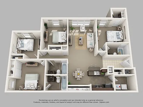 Floor plan Four Bedroom Three Bath