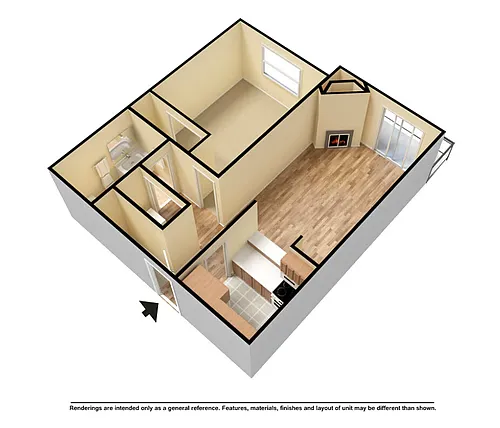 Floor plan 1 Bedroom 80 Percent AMI