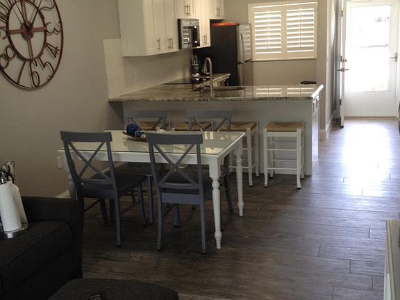 kitchen and bar area