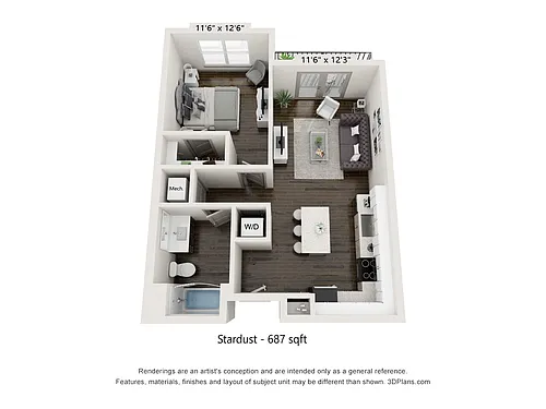 Floor plan Stardust - 1x1