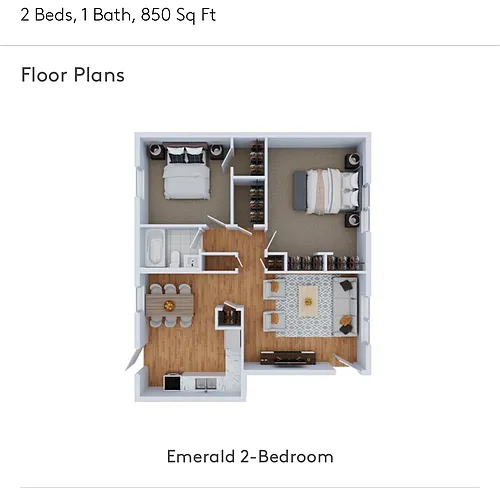 Floor plan 2 Beds 1 Bath