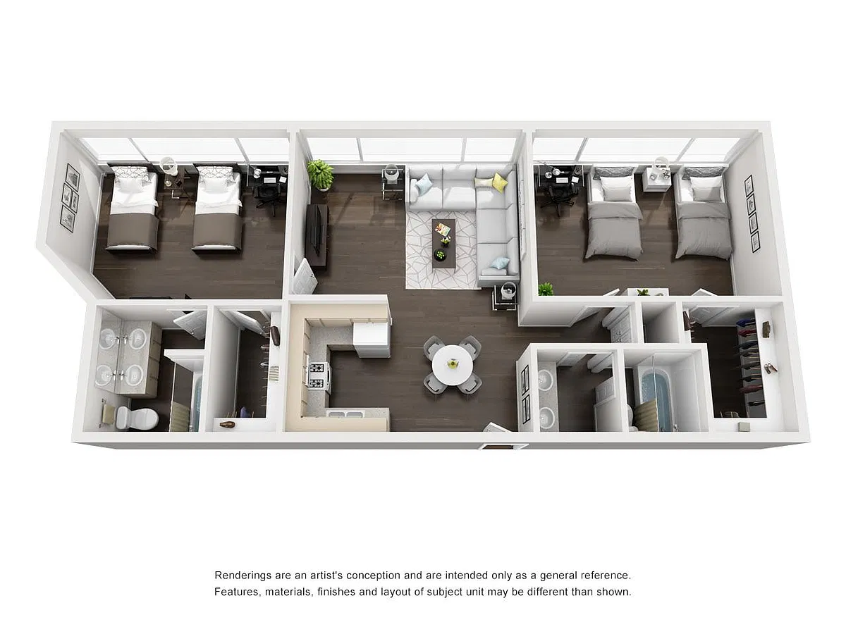 Floor plan The Tahitian- 2 Bed - Furnished 2026-2027