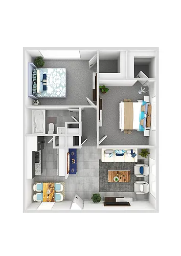 Floor plan 2 Bedroom 1 Bathroom