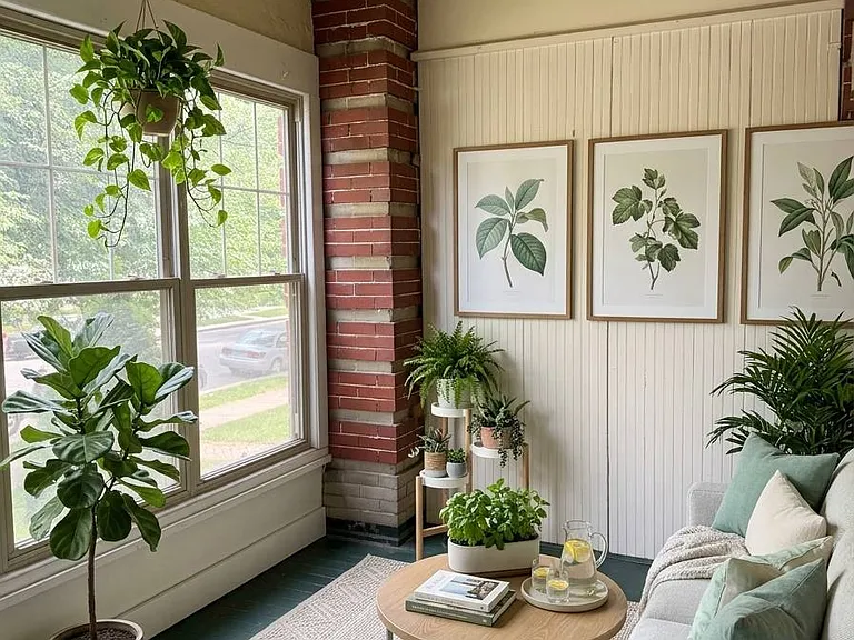 Private sun porch off living room