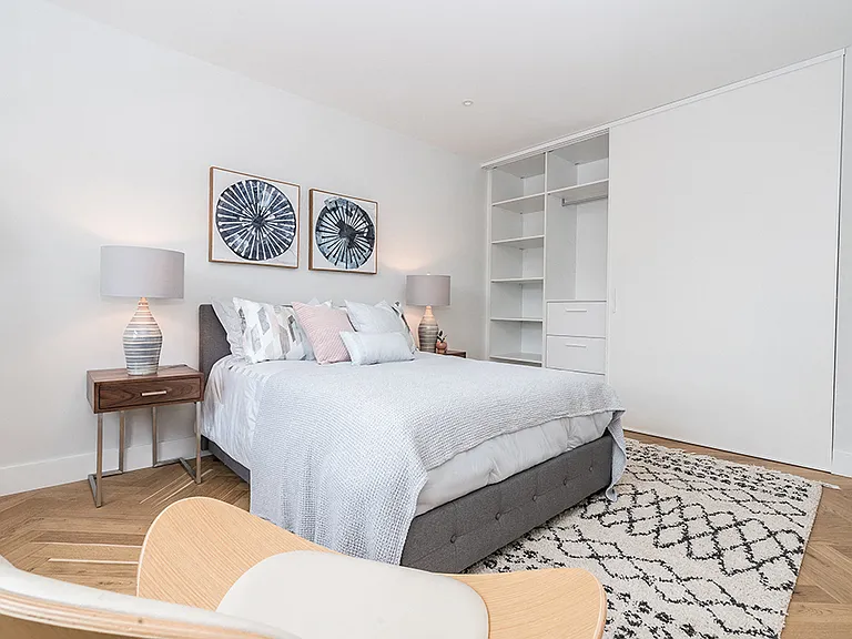 Bright one bedroom apartment with large custom built in closets