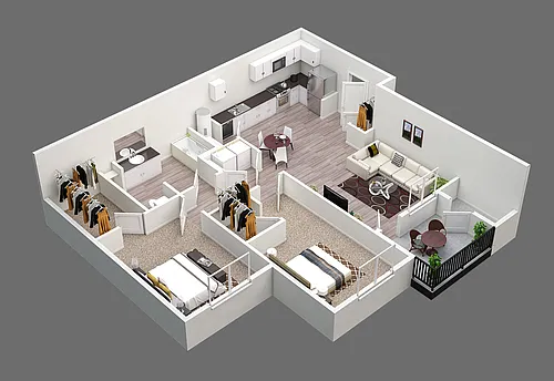 Floor plan Two Bed One Bath B
