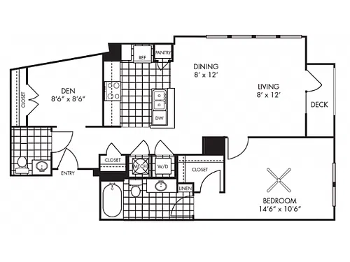Floor plan 1B-K Den