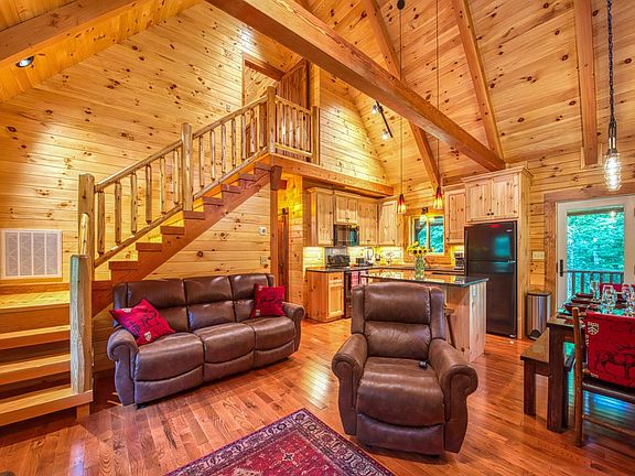 The cabin is eastern white pine with Douglas fir beams.