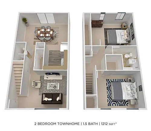 Floor plan Two Bedroom 1.5 Bath - 1,212 sqft