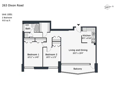 Floor plan 2 Bedroom - unit 1401