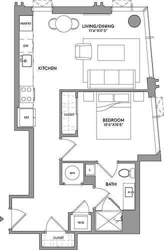 Floor plan 1-Bed-1-Bath-A20