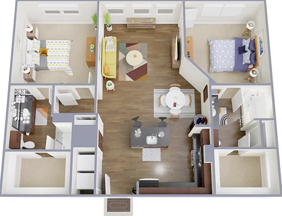 2 Bedroom, 2 Bathroom 2 Bedroom, 2 Bathroom