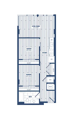 Floor plan 2 Bed/1 Bath Junior-HJR2Ad x12/x18