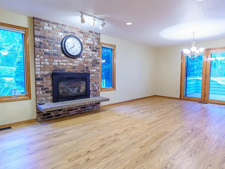 Living room/ Dining room with gas fireplace