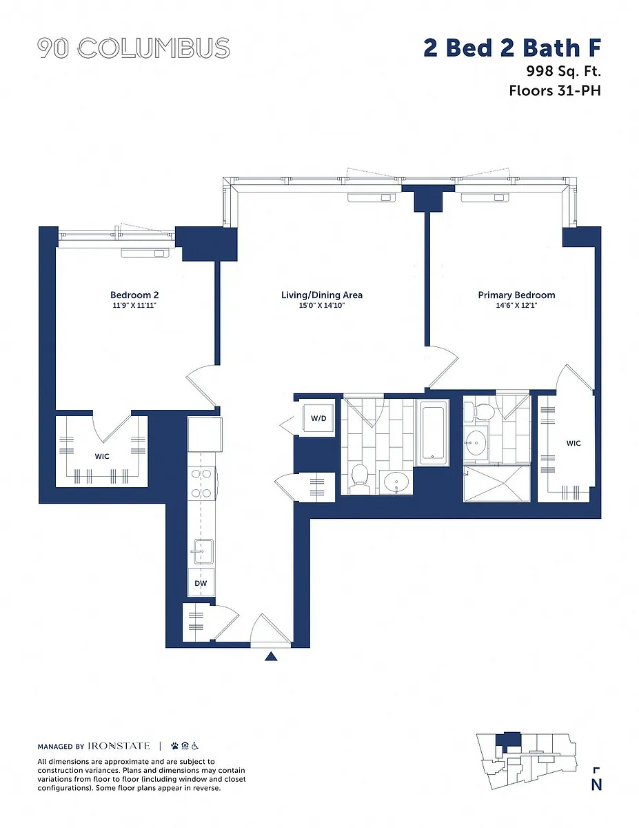 Floor plan 2 Bed 2 Bath F