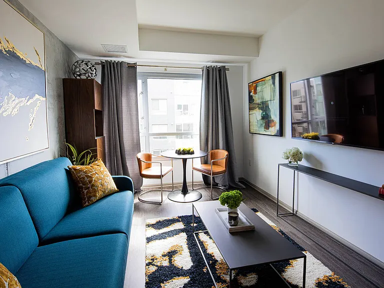 Studio living space at 1600 Vine in Hollywood, CA.