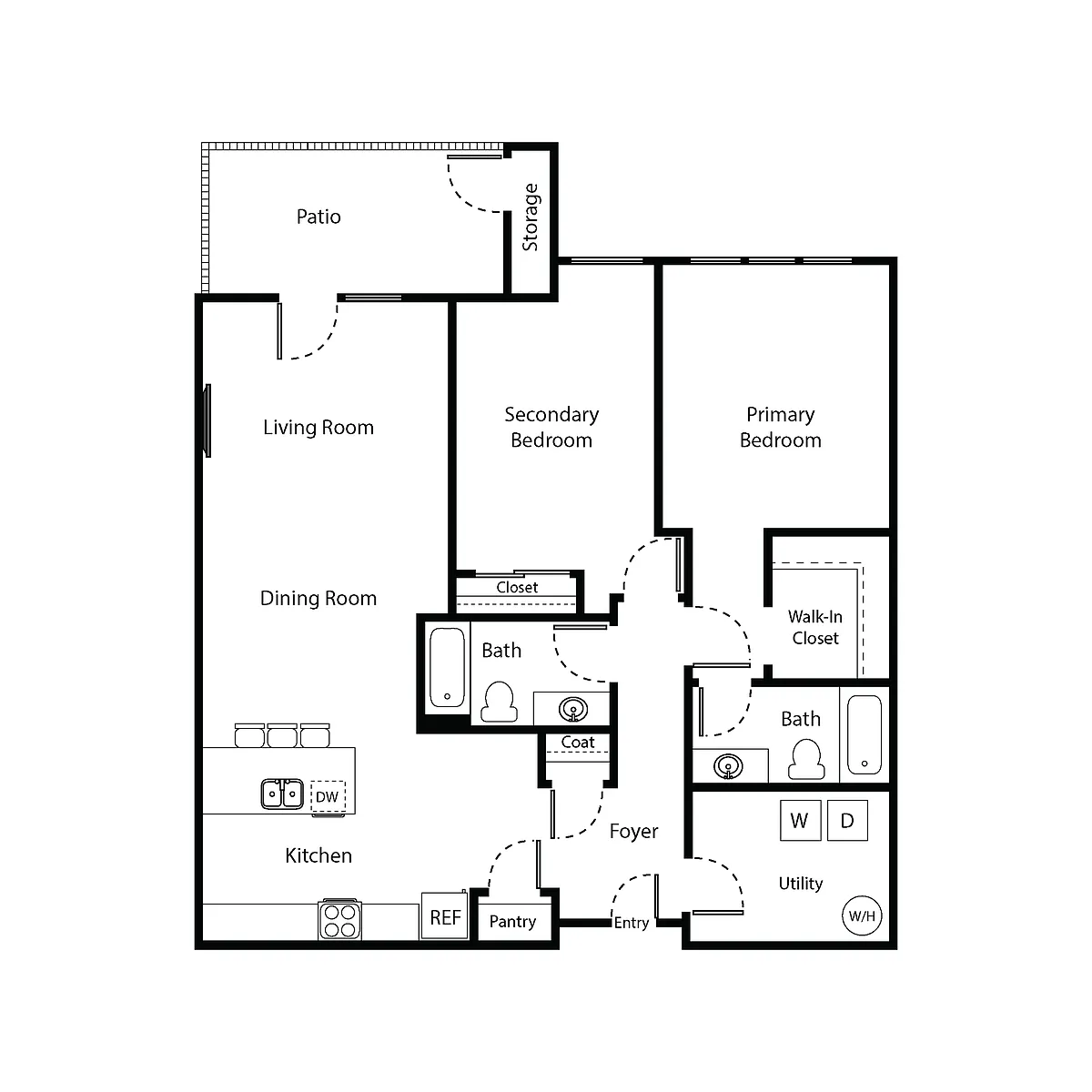 Floor plan Unit D - Two Bedrooms