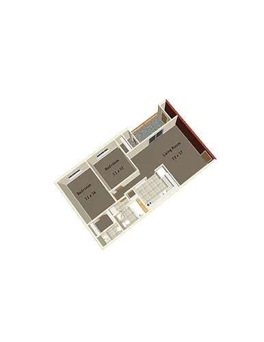 Floor plan 2 Bedroom- Hunter Ridge