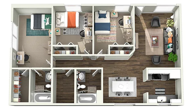 Floor plan 3x2 - Immediate move-in available for some rooms