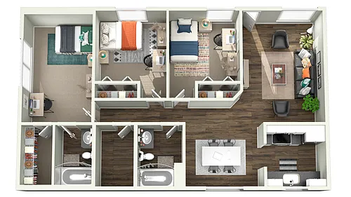 Floor plan 3x2 - Immediate move-in available for some rooms