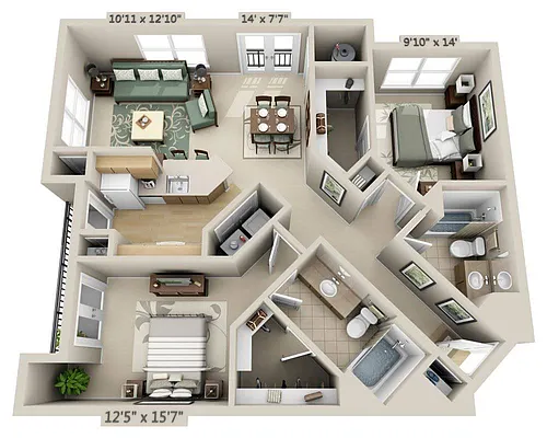 Floor plan Two Bedroom B2C