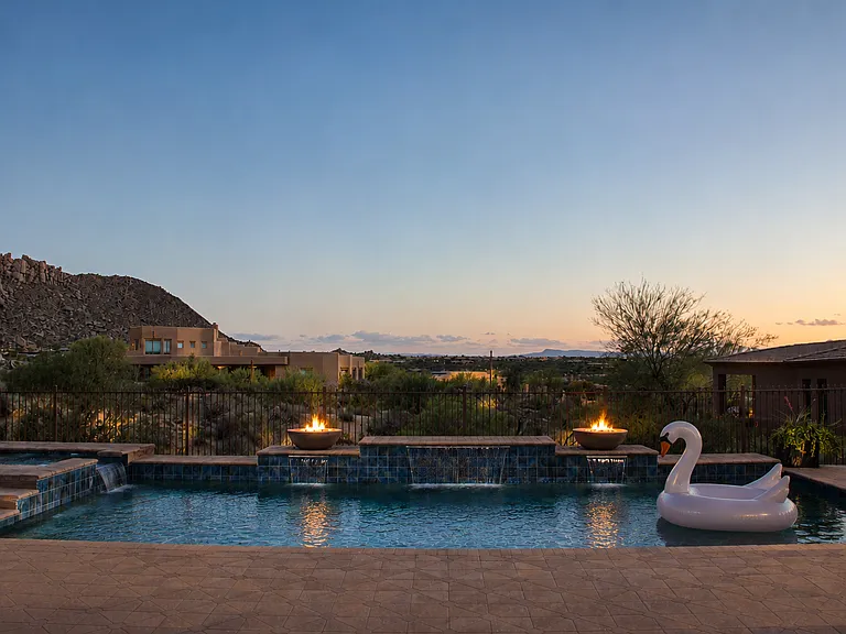 Pool with Desert & Mountain Views-Virtually Staged