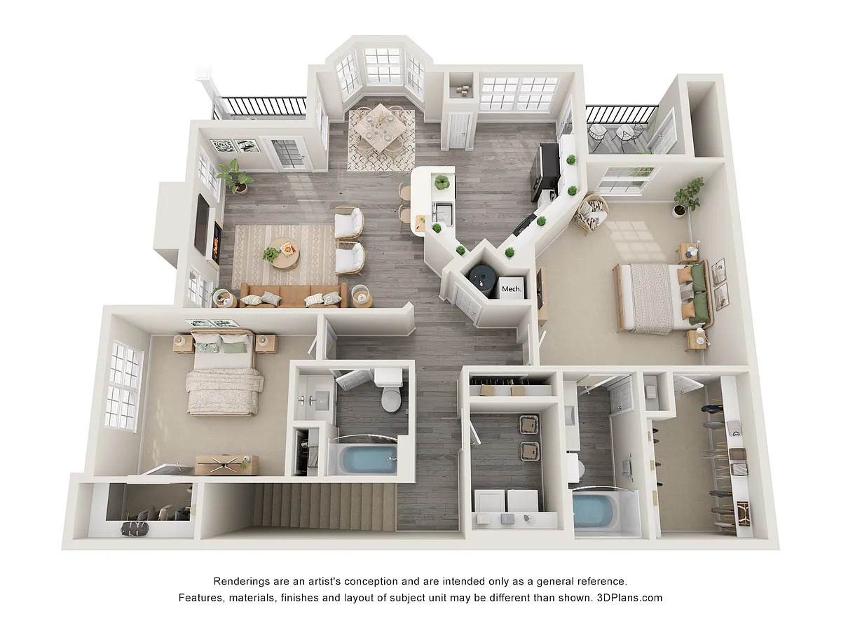 Floor plan The Cardinal Flower Upper with Attached Garage