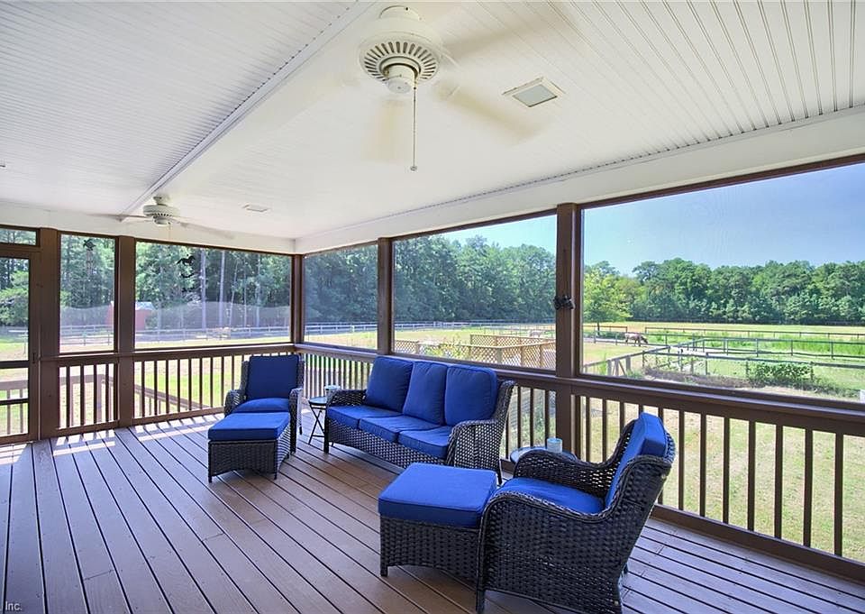 Enjoy your morning coffee or evening glass of wine while sitting in your screened Porch, directly off of the primary bedroom and overlooking the pastures and the swimming pool.