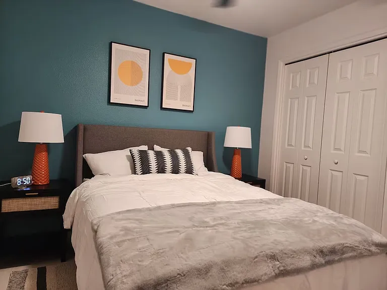 Comfortable fullsize beds with extra pillows.