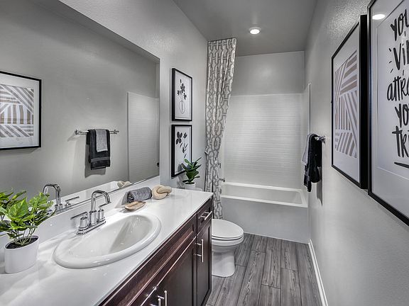 Residence 3 secondary bathroom modeled at a nearby Meritage community.
