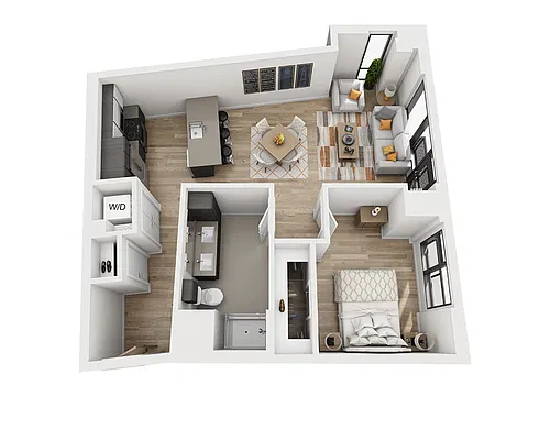 Floor plan One Bedroom A1BJ