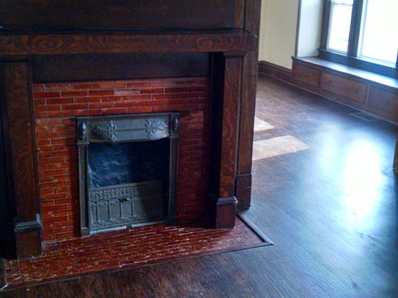 VIEW INTO DINING ROOM FROM LIVING ROOM WITH FIREPLACE (NOT U