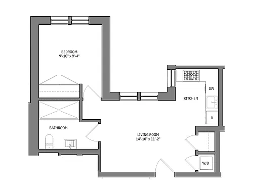 Floor plan 1 Bed 1 Bath Presley