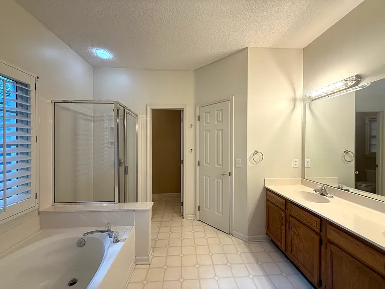 Masterbath vanity 
Far door goes to toilet
near door enters closet