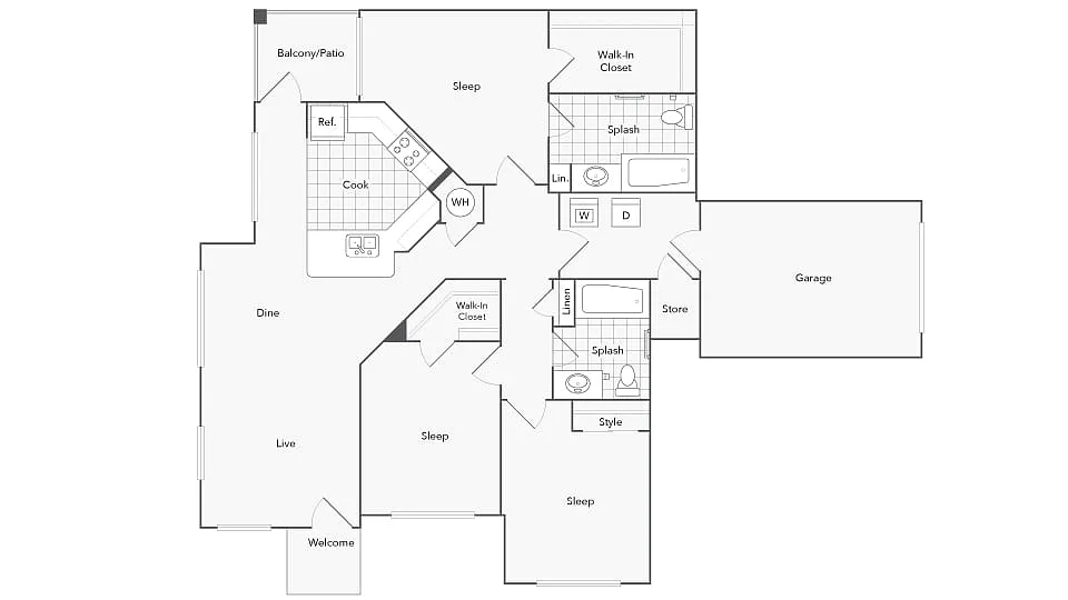 Floor plan Brentwood II - Townhouse C1-U