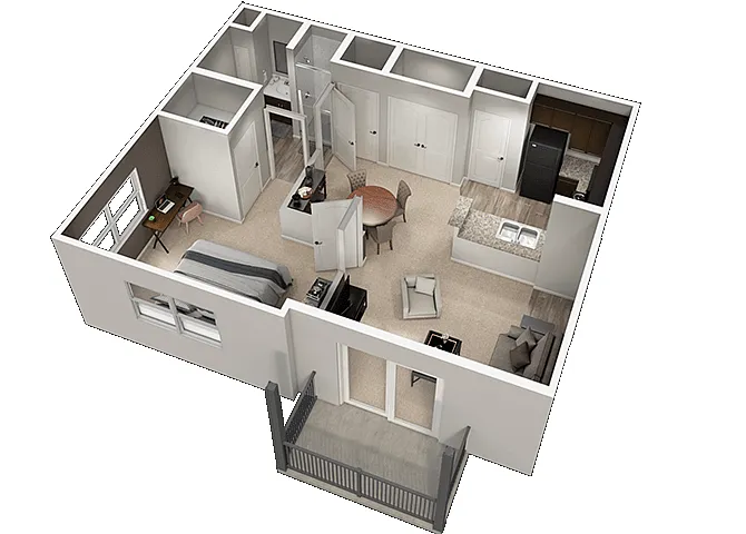 Floor plan H 1 Bed 1 Bath