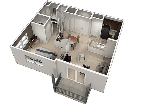 Floor plan H 1 Bed 1 Bath