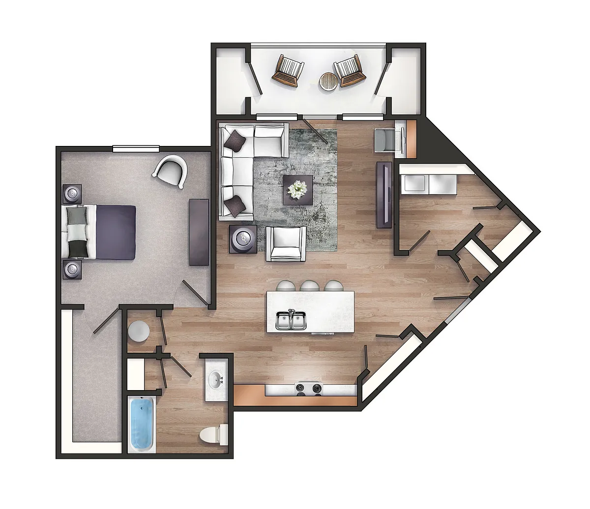 Floor plan 1 Bedroom Luxe