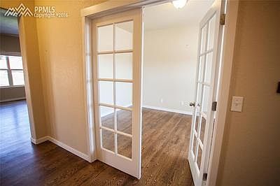 Stylish french doors on office.