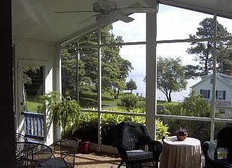 Front Screen Porch w/view of Bay