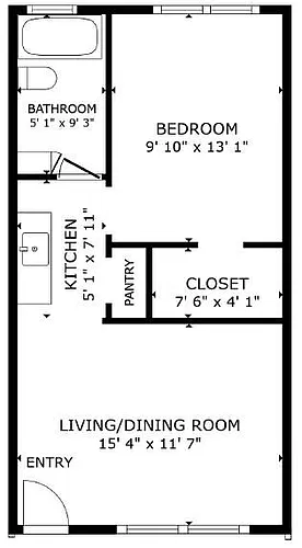 Floor plan 1 Bedroom 1 Bath