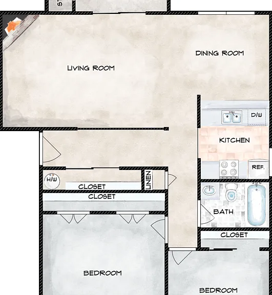 Magnolia with No W/D Floorplan Diagram