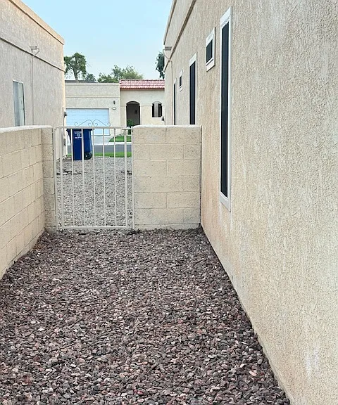 Side yard facing south